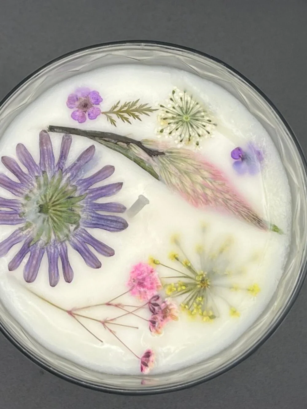 Lavender Daisy Cut Glass Soy Candle